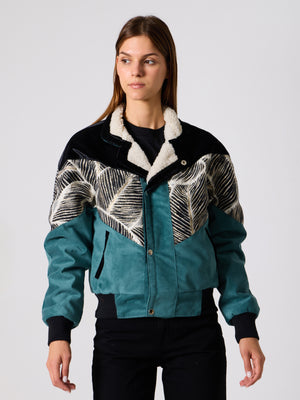 Inca Black & Cyan Vintage Jacket XS