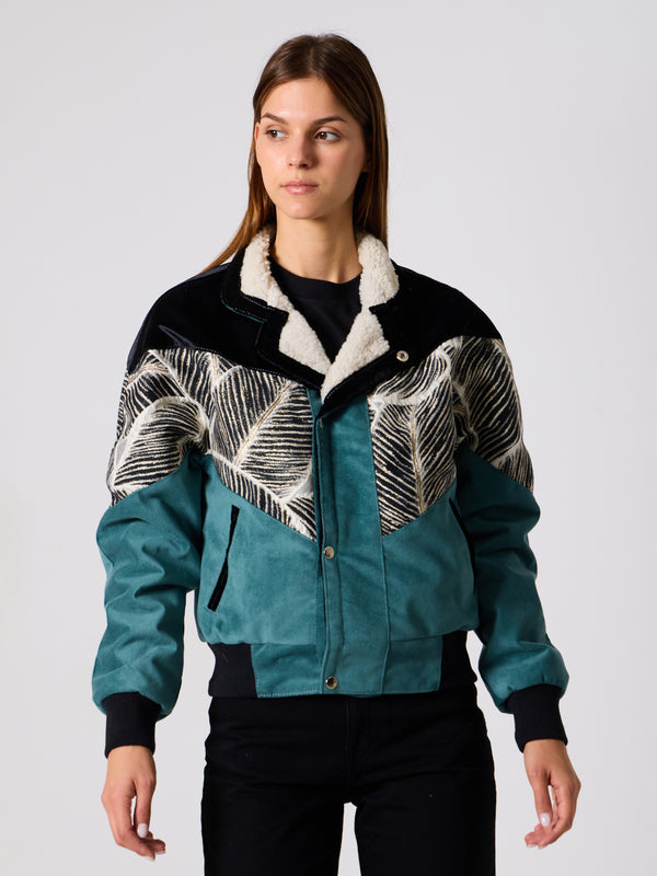 Inca Black & Cyan Vintage Jacket XS