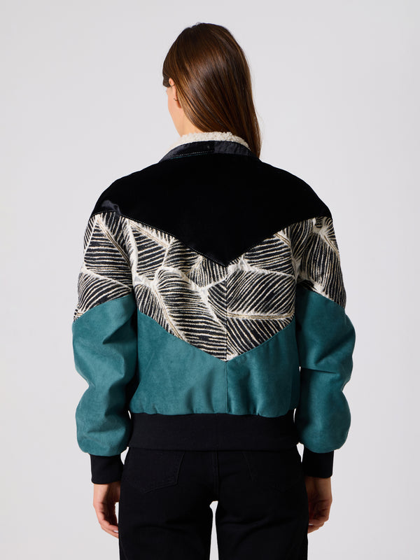 Inca Black & Cyan Vintage Jacket XS