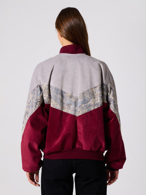 Bomber Light Grey & Burgundy Vintage Jacket L