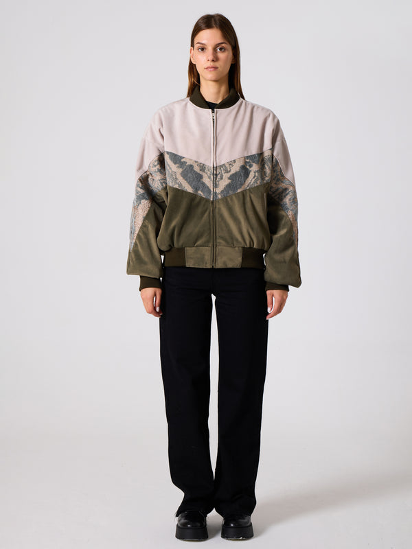 Bomber White & Green Vintage Jacket XL