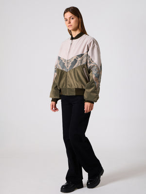 Bomber White & Green Vintage Jacket XL