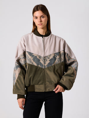 Bomber White & Green Vintage Jacket XL