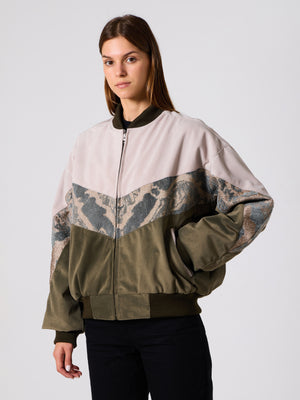 Bomber White & Green Vintage Jacket XL