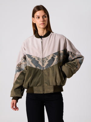 Bomber White & Green Vintage Jacket XL