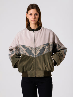 Bomber White & Green Vintage Jacket XL