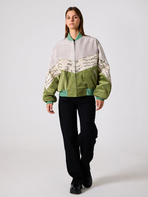 Bomber  White & Green Vintage Jacket L