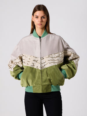 Bomber  White & Green Vintage Jacket L