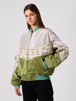 Bomber  White & Green Vintage Jacket L