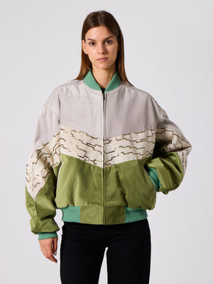 Bomber  White & Green Vintage Jacket L