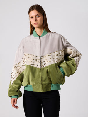 Bomber  White & Green Vintage Jacket L