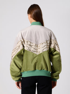 Bomber  White & Green Vintage Jacket L