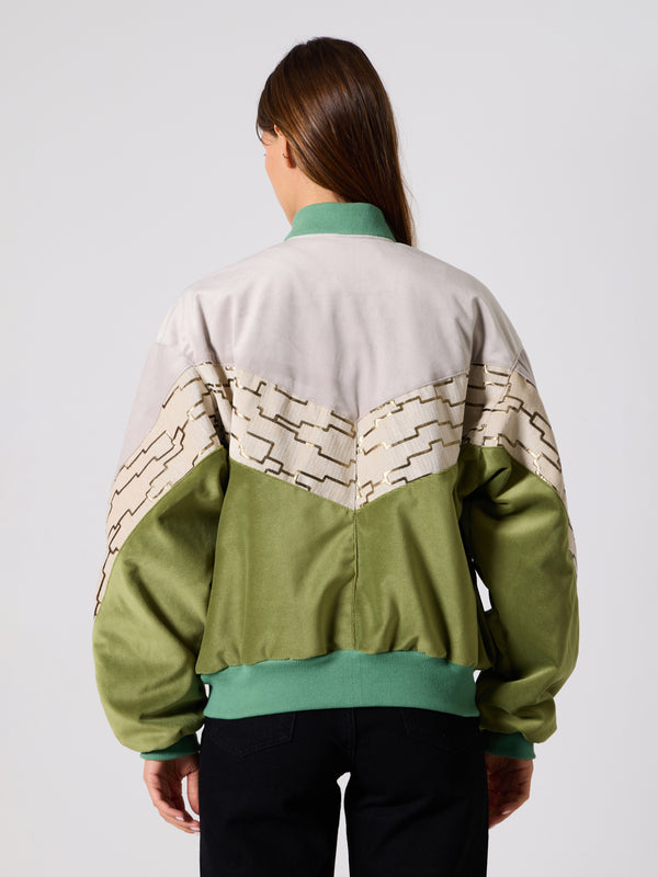 Bomber  White & Green Vintage Jacket L