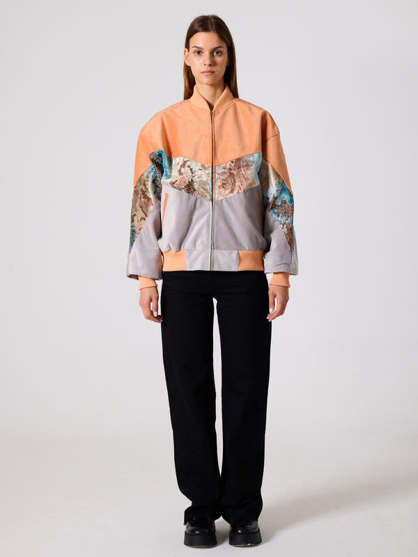 Bomber Orange & Light Grey Vintage Jacket L