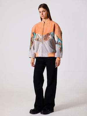 Bomber Orange & Light Grey Vintage Jacket L