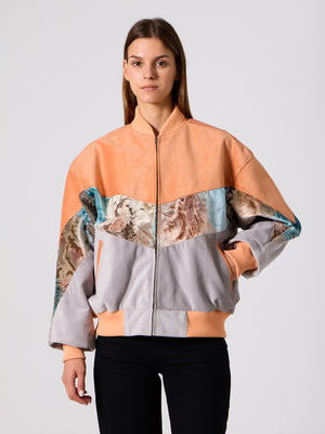 Bomber Orange & Light Grey Vintage Jacket L