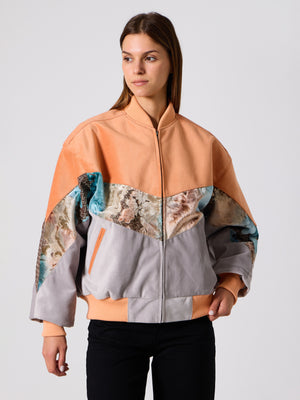 Bomber Orange & Light Grey Vintage Jacket L