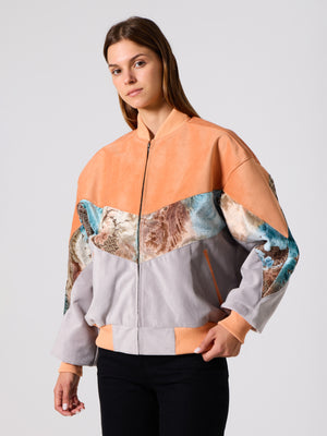 Bomber Orange & Light Grey Vintage Jacket L