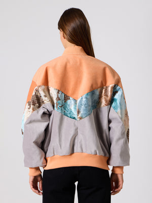 Bomber Orange & Light Grey Vintage Jacket L