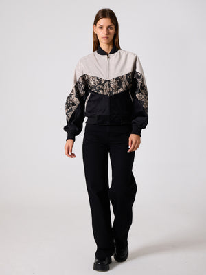 Bomber White & Black Vintage Jacket XS