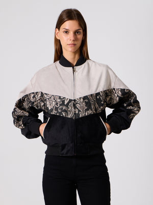 Bomber White & Black Vintage Jacket XS
