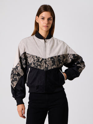 Bomber White & Black Vintage Jacket XS