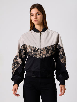 Bomber White & Black Vintage Jacket XS