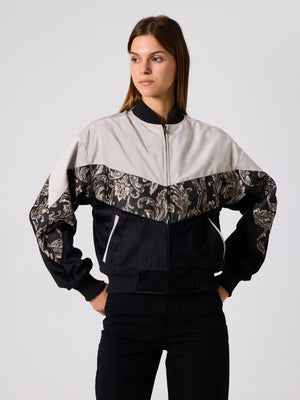 Bomber White & Black Vintage Jacket XS