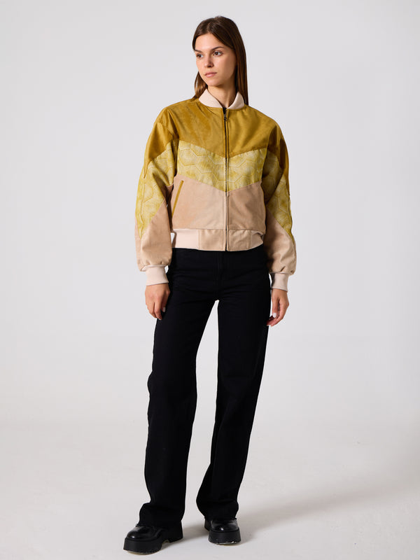 Bomber Mustard & Cream Vintage Jacket XS