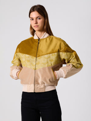 Bomber Mustard & Cream Vintage Jacket XS