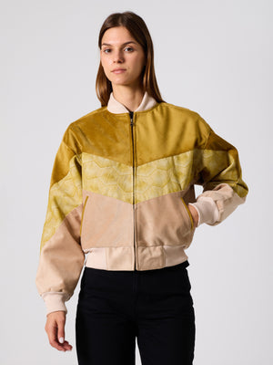 Bomber Mustard & Cream Vintage Jacket XS