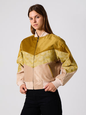 Bomber Mustard & Cream Vintage Jacket XS