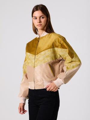 Bomber Mustard & Cream Vintage Jacket XS