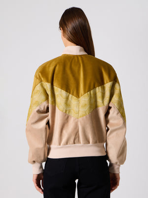 Bomber Mustard & Cream Vintage Jacket XS