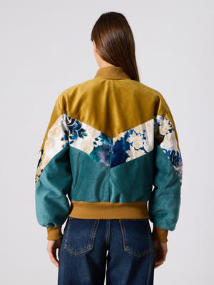 Bomber Mustard & Cyan Vintage Jacket XS