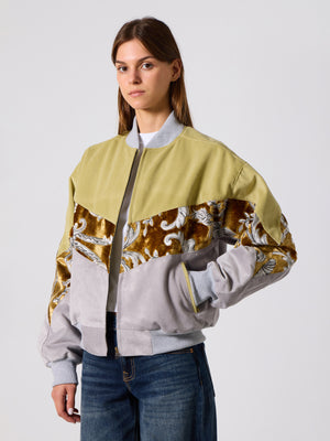 Bomber Light Green & Light Grey Vintage Jacket M