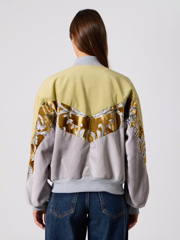 Bomber Light Green & Light Grey Vintage Jacket M