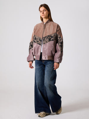 Bomber Brown & Lilac Vintage Jacket XL