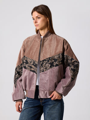 Bomber Brown & Lilac Vintage Jacket XL