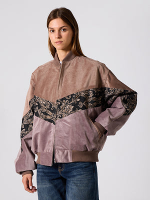 Bomber Brown & Lilac Vintage Jacket XL