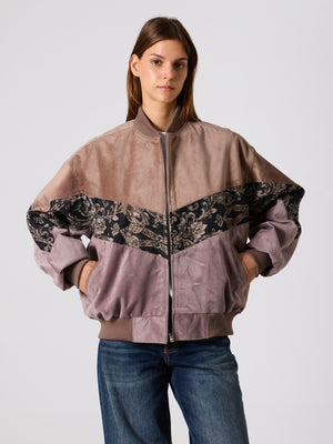 Bomber Brown & Lilac Vintage Jacket XL
