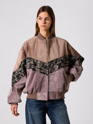 Bomber Brown & Lilac Vintage Jacket XL