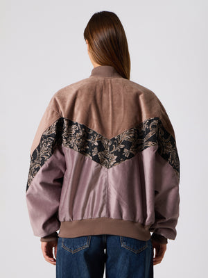 Bomber Brown & Lilac Vintage Jacket XL