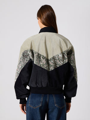 Bomber Light Green & Black Vintage Jacket S