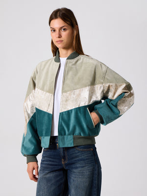 Bomber Light Green & Emerald Vintage Jacket S