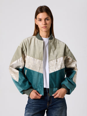 Bomber Light Green & Emerald Vintage Jacket S