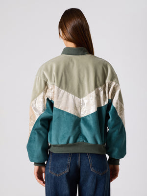 Bomber Light Green & Emerald Vintage Jacket S
