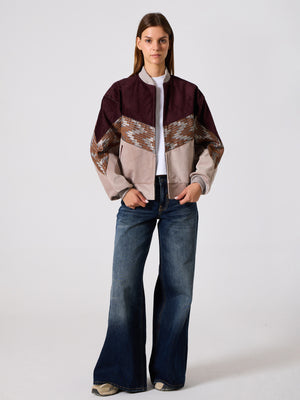 Bomber Burgundy & Soft Pink Vintage Jacket M