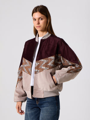Bomber Burgundy & Soft Pink Vintage Jacket M