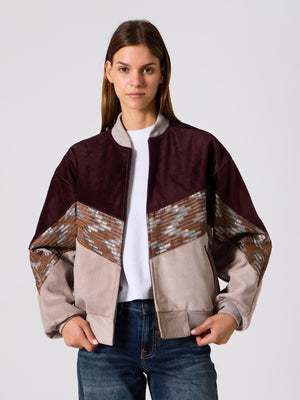 Bomber Burgundy & Soft Pink Vintage Jacket M